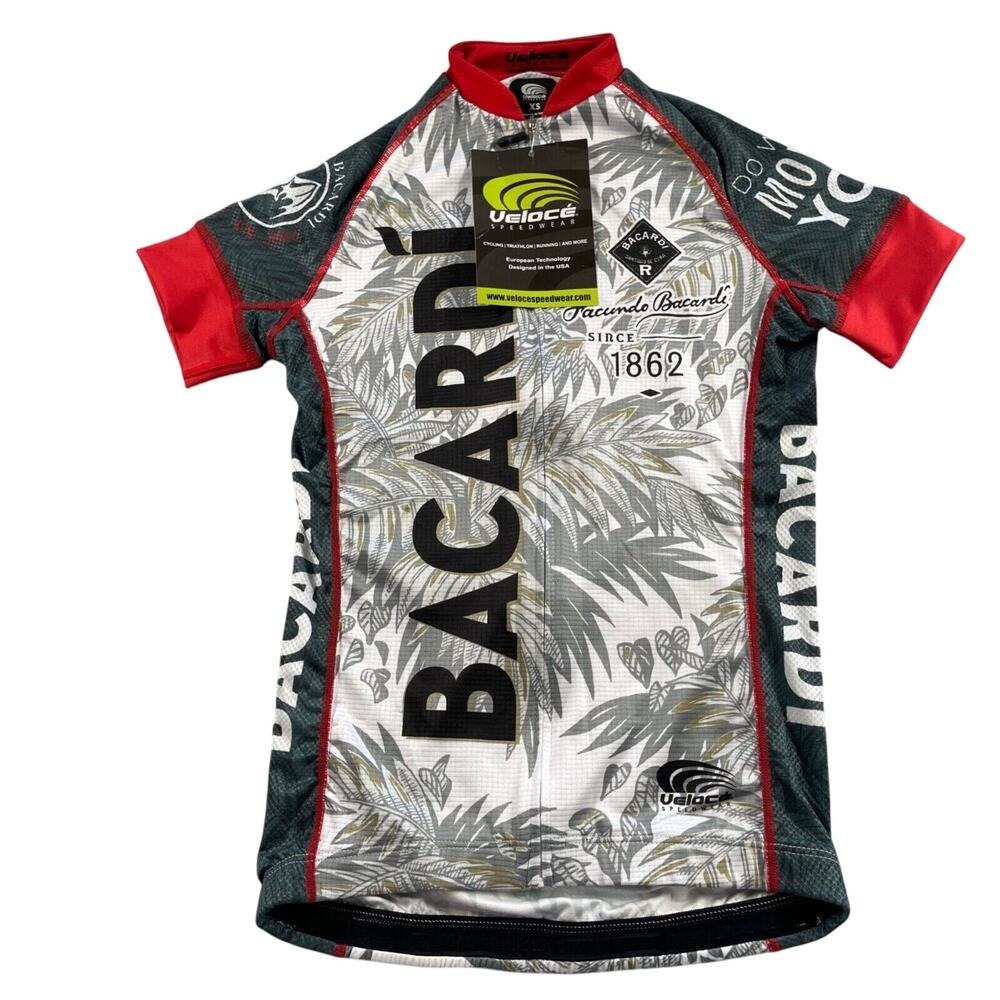 Veloce Speedwear Cycling Jersey Womens XS Gray Red Team Bacardi Tropical Racing